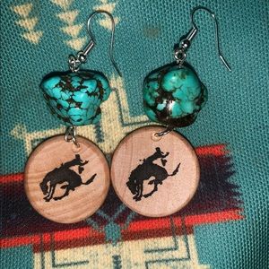 Bucking horse earrings